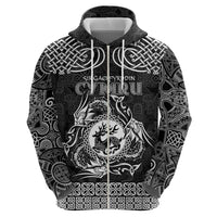 Personalized Carmarthenshire Sir Gaerfyrddin Zip Hoodie Black Deer Stag Celtic-inspired - Wonder Print Shop