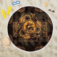 Personalized Carmarthenshire Sir Gaerfyrddin Beach Blanket Gold Deer Stag Celtic-inspired - Wonder Print Shop