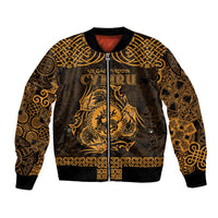 Personalized Carmarthenshire Sir Gaerfyrddin Bomber Jacket Gold Deer Stag Celtic-inspired - Wonder Print Shop