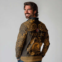 Personalized Carmarthenshire Sir Gaerfyrddin Long Sleeve Polo Shirt Gold Deer Stag Celtic-inspired - Wonder Print Shop