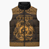 Personalized Carmarthenshire Sir Gaerfyrddin Sleeveless Puffer Jacket Gold Deer Stag Celtic-inspired - Wonder Print Shop