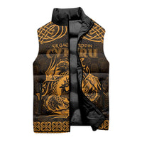 Personalized Carmarthenshire Sir Gaerfyrddin Sleeveless Puffer Jacket Gold Deer Stag Celtic-inspired - Wonder Print Shop
