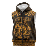 Personalized Carmarthenshire Sir Gaerfyrddin Sleeveless Zip Hoodie Gold Deer Stag Celtic-inspired - Wonder Print Shop