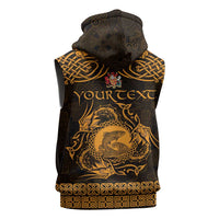 Personalized Carmarthenshire Sir Gaerfyrddin Sleeveless Zip Hoodie Gold Deer Stag Celtic-inspired - Wonder Print Shop
