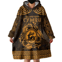 Personalized Carmarthenshire Sir Gaerfyrddin Wearable Blanket Hoodie Gold Deer Stag Celtic-inspired - Wonder Print Shop
