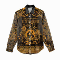 Personalized Carmarthenshire Sir Gaerfyrddin Women Casual Shirt Gold Deer Stag Celtic-inspired - Wonder Print Shop