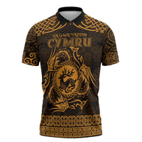 Personalized Carmarthenshire Sir Gaerfyrddin Zipper Polo Shirt Gold Deer Stag Celtic-inspired - Wonder Print Shop