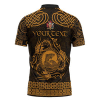 Personalized Carmarthenshire Sir Gaerfyrddin Zipper Polo Shirt Gold Deer Stag Celtic-inspired - Wonder Print Shop