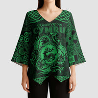 Personalized Carmarthenshire Sir Gaerfyrddin Kimono Sleeve Blouse Green Deer Stag Celtic-inspired - Wonder Print Shop