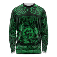 Personalized Carmarthenshire Sir Gaerfyrddin Long Sleeve Shirt Green Deer Stag Celtic-inspired - Wonder Print Shop