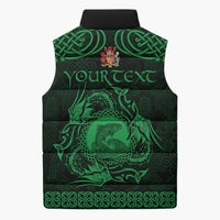Personalized Carmarthenshire Sir Gaerfyrddin Sleeveless Puffer Jacket Green Deer Stag Celtic-inspired - Wonder Print Shop
