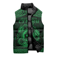 Personalized Carmarthenshire Sir Gaerfyrddin Sleeveless Puffer Jacket Green Deer Stag Celtic-inspired - Wonder Print Shop