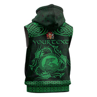 Personalized Carmarthenshire Sir Gaerfyrddin Sleeveless Zip Hoodie Green Deer Stag Celtic-inspired - Wonder Print Shop