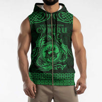 Personalized Carmarthenshire Sir Gaerfyrddin Sleeveless Zip Hoodie Green Deer Stag Celtic-inspired - Wonder Print Shop