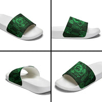 Personalized Carmarthenshire Sir Gaerfyrddin Slide Sandals Green Deer Stag Celtic-inspired - Wonder Print Shop