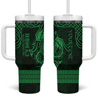 Personalized Carmarthenshire Sir Gaerfyrddin Tumbler With Handle Green Deer Stag Celtic-inspired - Wonder Print Shop