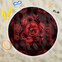 Personalized Carmarthenshire Sir Gaerfyrddin Beach Blanket Red Deer Stag Celtic-inspired - Wonder Print Shop