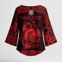Personalized Carmarthenshire Sir Gaerfyrddin Kimono Sleeve Blouse Red Deer Stag Celtic-inspired - Wonder Print Shop