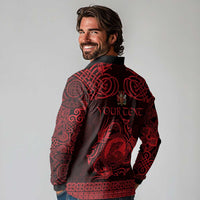 Personalized Carmarthenshire Sir Gaerfyrddin Long Sleeve Polo Shirt Red Deer Stag Celtic-inspired - Wonder Print Shop