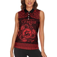 Personalized Carmarthenshire Sir Gaerfyrddin Women Sleeveless Polo Shirt Red Deer Stag Celtic-inspired - Wonder Print Shop