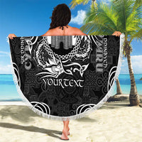 Personalized Denbighshire Sir Ddinbych Beach Blanket Black Gatehouse Denbigh Castle Celtic-inspired - Wonder Print Shop