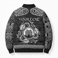 Personalized Denbighshire Sir Ddinbych Bomber Puffer Jacket Black Gatehouse Denbigh Castle Celtic-inspired - Wonder Print Shop