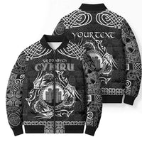 Personalized Denbighshire Sir Ddinbych Bomber Puffer Jacket Black Gatehouse Denbigh Castle Celtic-inspired - Wonder Print Shop