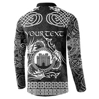 Personalized Denbighshire Sir Ddinbych Button Sweatshirt Black Gatehouse Denbigh Castle Celtic-inspired - Wonder Print Shop