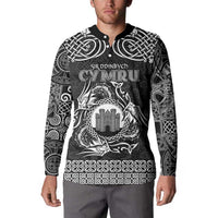 Personalized Denbighshire Sir Ddinbych Button Sweatshirt Black Gatehouse Denbigh Castle Celtic-inspired - Wonder Print Shop