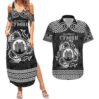 Personalized Denbighshire Sir Ddinbych Couples Matching Summer Maxi Dress and Hawaiian Shirt Black Gatehouse Denbigh Castle Celtic-inspired - Wonder Print Shop