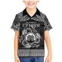 Personalized Denbighshire Sir Ddinbych Family Matching Mermaid Dress and Hawaiian Shirt Black Gatehouse Denbigh Castle Celtic-inspired - Wonder Print Shop