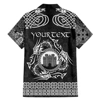 Personalized Denbighshire Sir Ddinbych Family Matching Off The Shoulder Long Sleeve Dress and Hawaiian Shirt Black Gatehouse Denbigh Castle Celtic-inspired - Wonder Print Shop