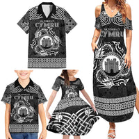 Personalized Denbighshire Sir Ddinbych Family Matching Summer Maxi Dress and Hawaiian Shirt Black Gatehouse Denbigh Castle Celtic-inspired - Wonder Print Shop