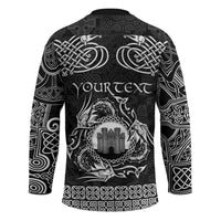 Personalized Denbighshire Sir Ddinbych Hockey Jersey Black Gatehouse Denbigh Castle Celtic-inspired - Wonder Print Shop