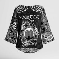 Personalized Denbighshire Sir Ddinbych Kimono Sleeve Blouse Black Gatehouse Denbigh Castle Celtic-inspired - Wonder Print Shop