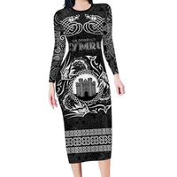 Personalized Denbighshire Sir Ddinbych Long Sleeve Bodycon Dress Black Gatehouse Denbigh Castle Celtic-inspired - Wonder Print Shop