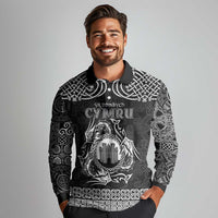 Personalized Denbighshire Sir Ddinbych Long Sleeve Polo Shirt Black Gatehouse Denbigh Castle Celtic-inspired - Wonder Print Shop