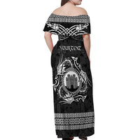 Personalized Denbighshire Sir Ddinbych Off Shoulder Maxi Dress Black Gatehouse Denbigh Castle Celtic-inspired - Wonder Print Shop