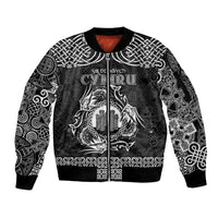 Personalized Denbighshire Sir Ddinbych Sleeve Zip Bomber Jacket Black Gatehouse Denbigh Castle Celtic-inspired - Wonder Print Shop