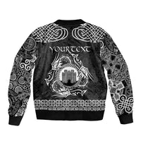 Personalized Denbighshire Sir Ddinbych Sleeve Zip Bomber Jacket Black Gatehouse Denbigh Castle Celtic-inspired - Wonder Print Shop