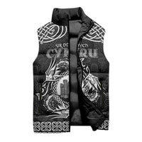 Personalized Denbighshire Sir Ddinbych Sleeveless Puffer Jacket Black Gatehouse Denbigh Castle Celtic-inspired - Wonder Print Shop