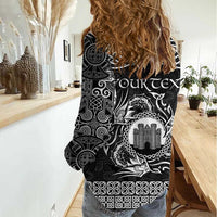 Personalized Denbighshire Sir Ddinbych Women Casual Shirt Black Gatehouse Denbigh Castle Celtic-inspired - Wonder Print Shop
