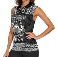 Personalized Denbighshire Sir Ddinbych Women Sleeveless Polo Shirt Black Gatehouse Denbigh Castle Celtic-inspired - Wonder Print Shop