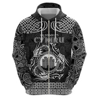 Personalized Denbighshire Sir Ddinbych Zip Hoodie Black Gatehouse Denbigh Castle Celtic-inspired - Wonder Print Shop