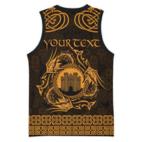 Personalized Denbighshire Sir Ddinbych Basketball Jersey Gold Gatehouse Denbigh Castle Celtic-inspired - Wonder Print Shop