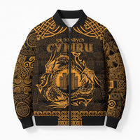Personalized Denbighshire Sir Ddinbych Bomber Puffer Jacket Gold Gatehouse Denbigh Castle Celtic-inspired - Wonder Print Shop