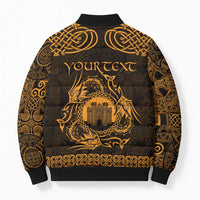 Personalized Denbighshire Sir Ddinbych Bomber Puffer Jacket Gold Gatehouse Denbigh Castle Celtic-inspired - Wonder Print Shop
