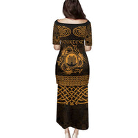 Personalized Denbighshire Sir Ddinbych Family Matching Puletasi and Hawaiian Shirt Gold Gatehouse Denbigh Castle Celtic-inspired - Wonder Print Shop