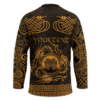 Personalized Denbighshire Sir Ddinbych Hockey Jersey Gold Gatehouse Denbigh Castle Celtic-inspired - Wonder Print Shop