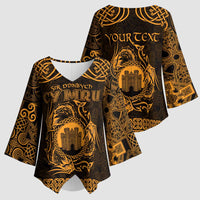 Personalized Denbighshire Sir Ddinbych Kimono Sleeve Blouse Gold Gatehouse Denbigh Castle Celtic-inspired - Wonder Print Shop